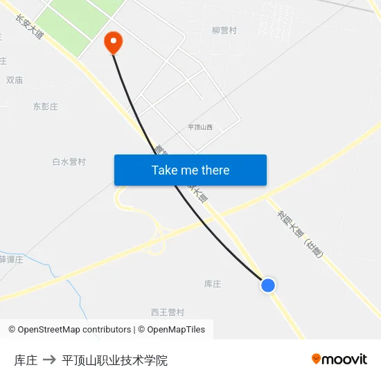 库庄 to 平顶山职业技术学院 map