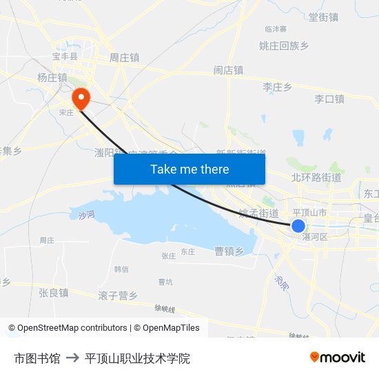 市图书馆 to 平顶山职业技术学院 map