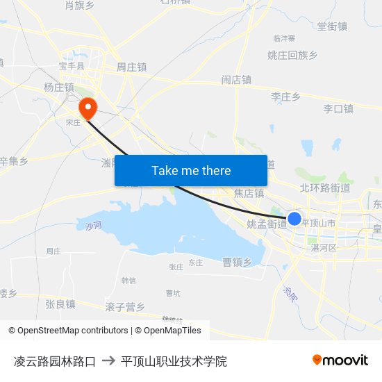 凌云路园林路口 to 平顶山职业技术学院 map