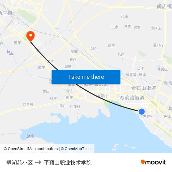 翠湖苑小区 to 平顶山职业技术学院 map