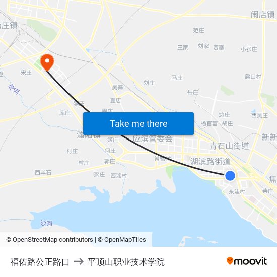 福佑路公正路口 to 平顶山职业技术学院 map