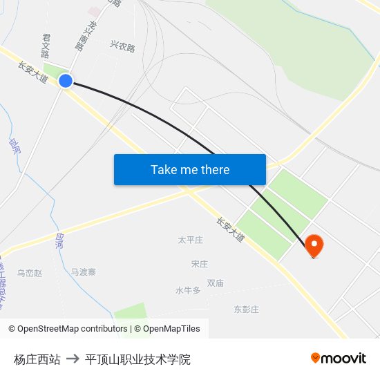 杨庄西站 to 平顶山职业技术学院 map