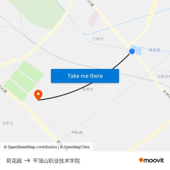 荷花园 to 平顶山职业技术学院 map