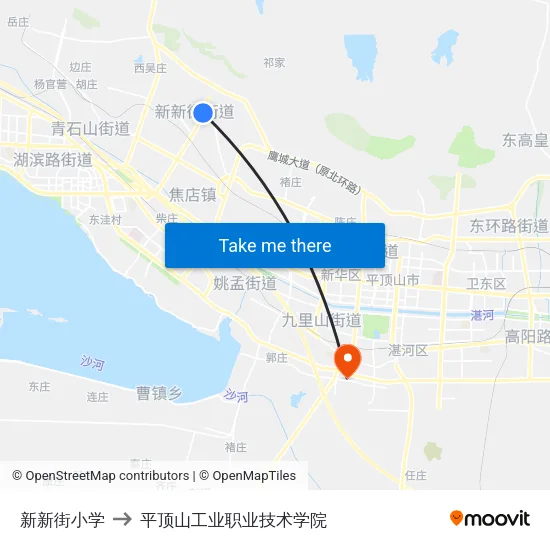 新新街小学 to 平顶山工业职业技术学院 map