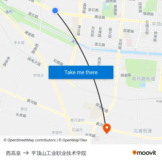 西高皇 to 平顶山工业职业技术学院 map