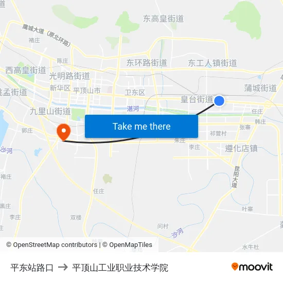 平东站路口 to 平顶山工业职业技术学院 map