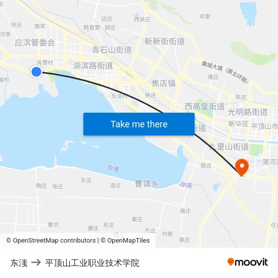 东滍 to 平顶山工业职业技术学院 map