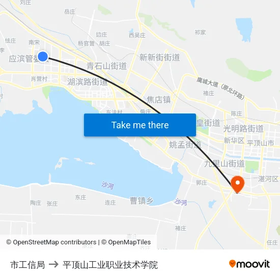 市工信局 to 平顶山工业职业技术学院 map