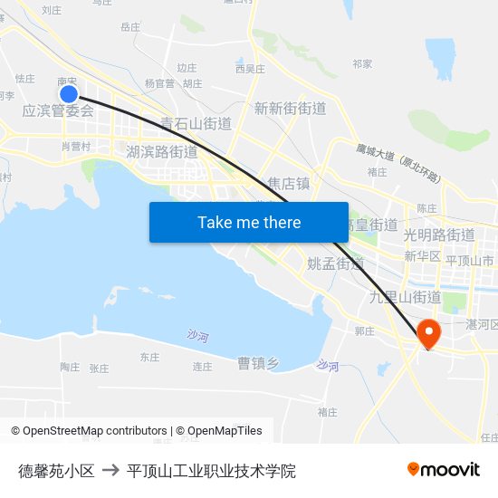 德馨苑小区 to 平顶山工业职业技术学院 map