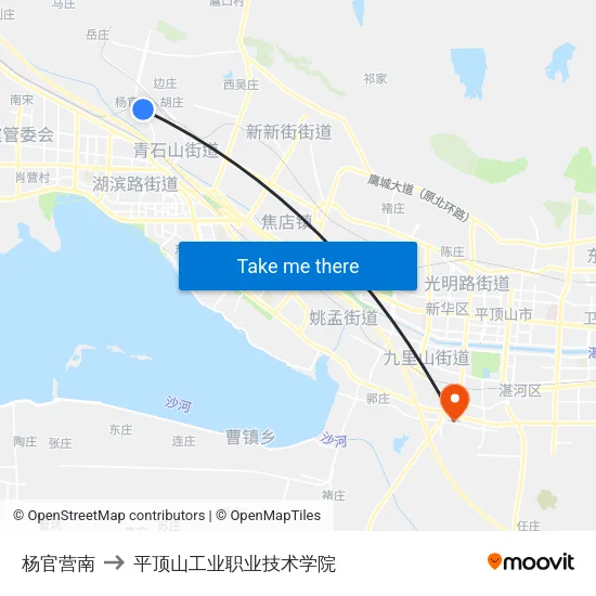 杨官营南 to 平顶山工业职业技术学院 map