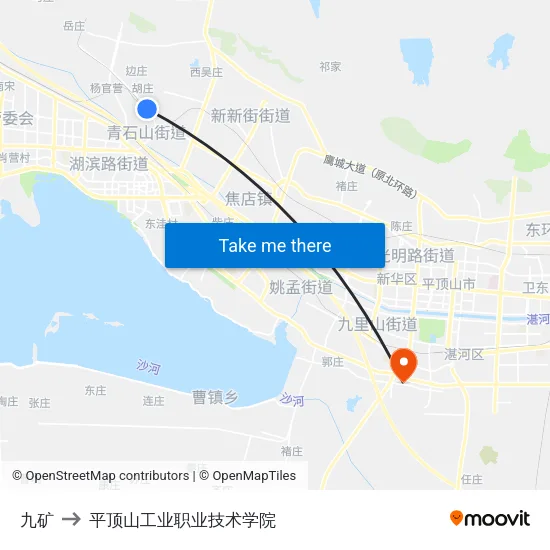 九矿 to 平顶山工业职业技术学院 map