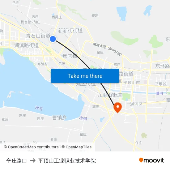 辛庄路口 to 平顶山工业职业技术学院 map