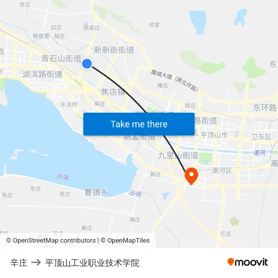 辛庄 to 平顶山工业职业技术学院 map