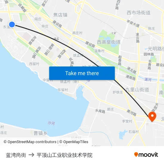 蓝湾尚街 to 平顶山工业职业技术学院 map