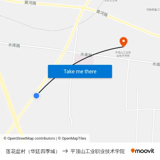 莲花盆村（华廷四季城） to 平顶山工业职业技术学院 map