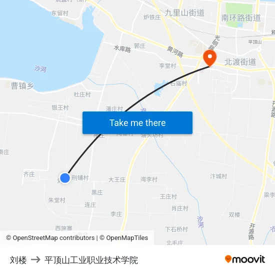 刘楼 to 平顶山工业职业技术学院 map