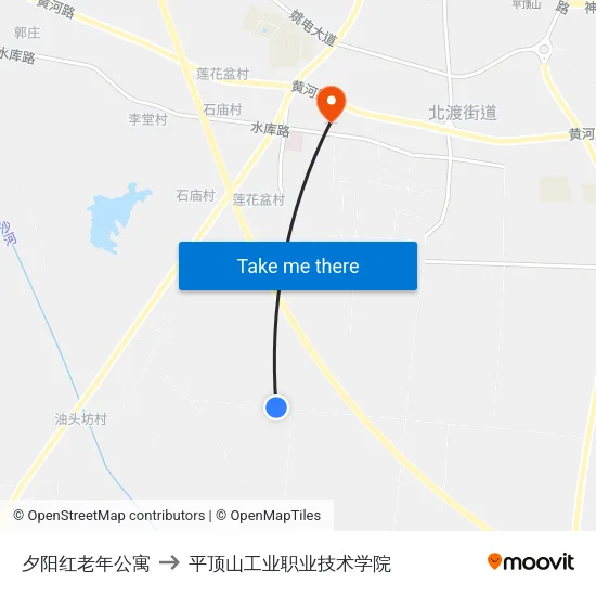 夕阳红老年公寓 to 平顶山工业职业技术学院 map