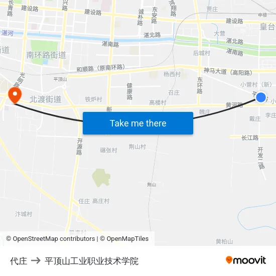 代庄 to 平顶山工业职业技术学院 map