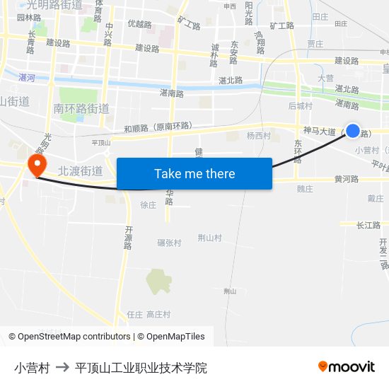 小营村 to 平顶山工业职业技术学院 map