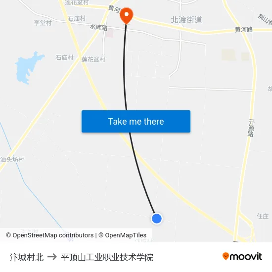 汴城村北 to 平顶山工业职业技术学院 map