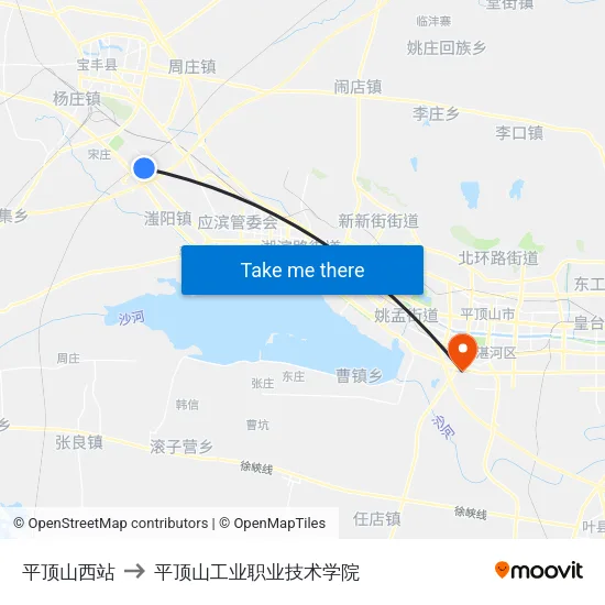 平顶山西站 to 平顶山工业职业技术学院 map