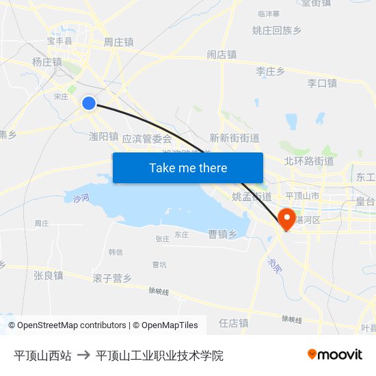 平顶山西站 to 平顶山工业职业技术学院 map