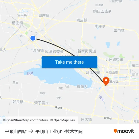 平顶山西站 to 平顶山工业职业技术学院 map