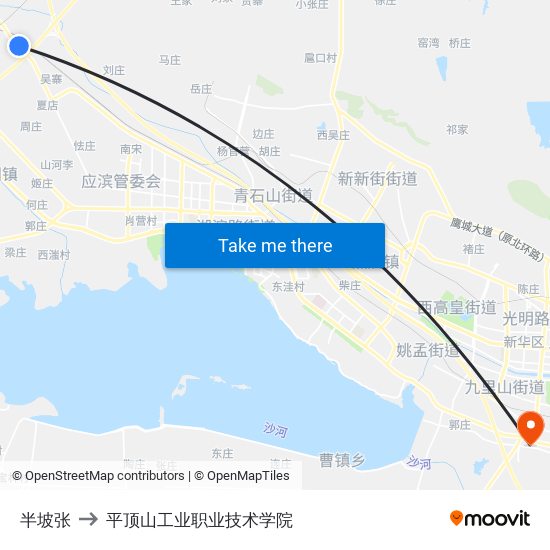 半坡张 to 平顶山工业职业技术学院 map