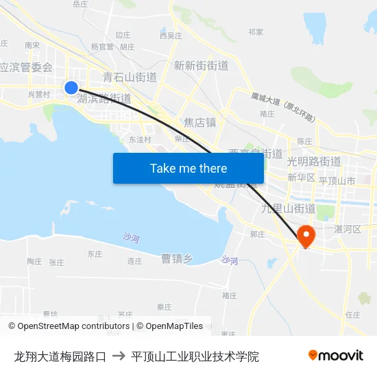 龙翔大道梅园路口 to 平顶山工业职业技术学院 map