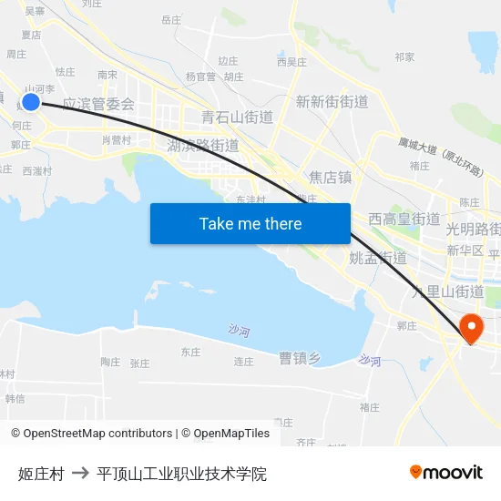 姬庄村 to 平顶山工业职业技术学院 map
