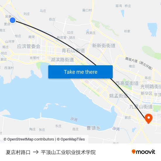 夏店村路口 to 平顶山工业职业技术学院 map