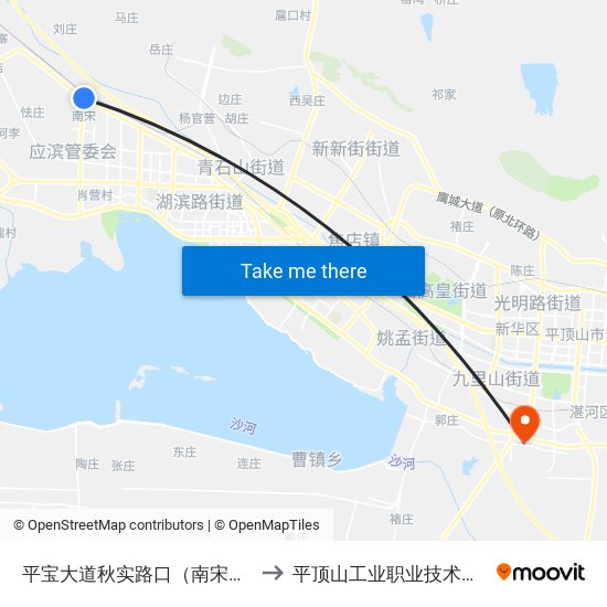 平宝大道秋实路口（南宋村） to 平顶山工业职业技术学院 map