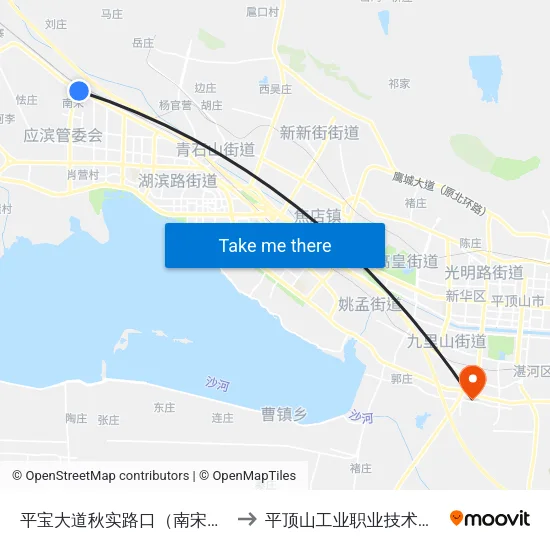 平宝大道秋实路口（南宋村） to 平顶山工业职业技术学院 map