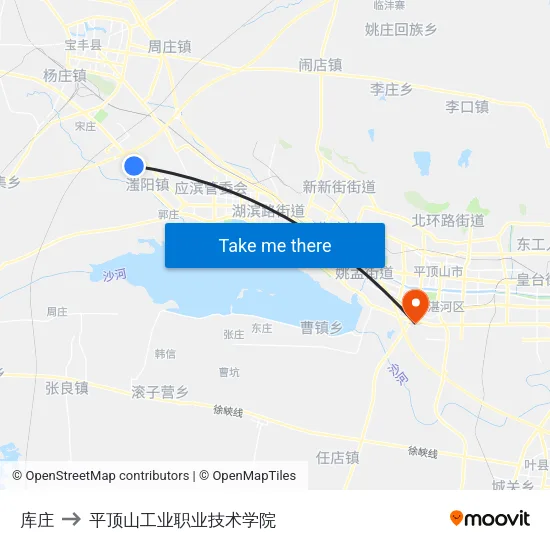 库庄 to 平顶山工业职业技术学院 map