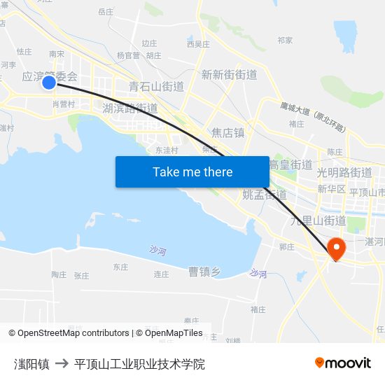 滍阳镇 to 平顶山工业职业技术学院 map