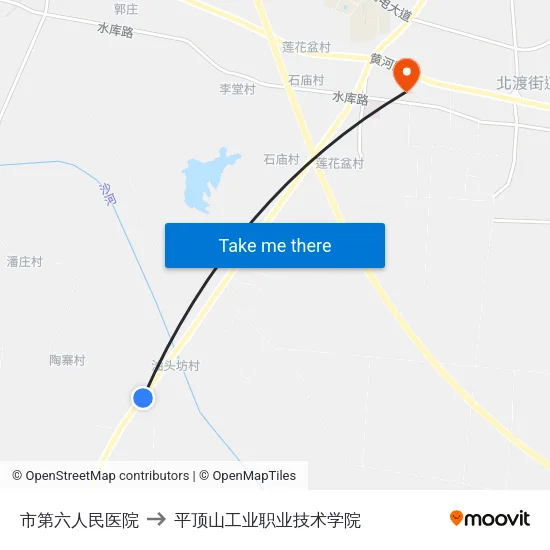 市第六人民医院 to 平顶山工业职业技术学院 map