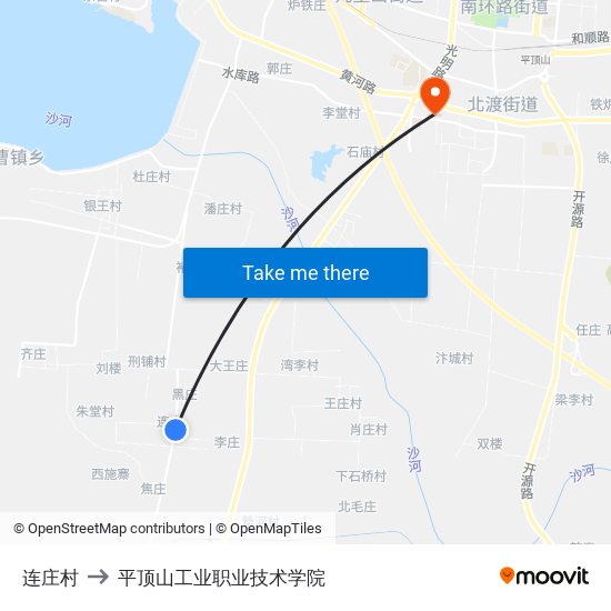 连庄村 to 平顶山工业职业技术学院 map