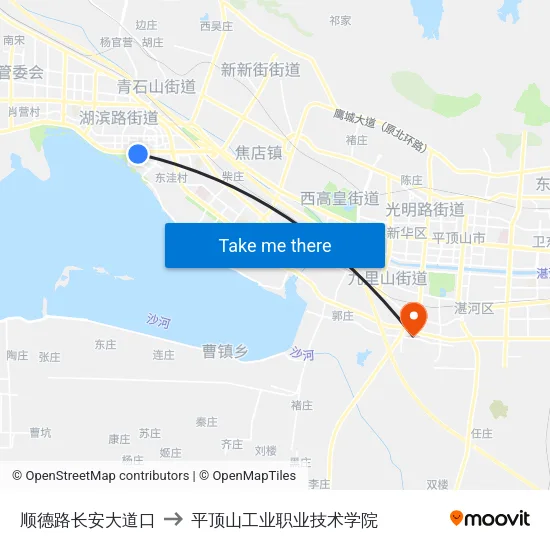 顺德路长安大道口 to 平顶山工业职业技术学院 map
