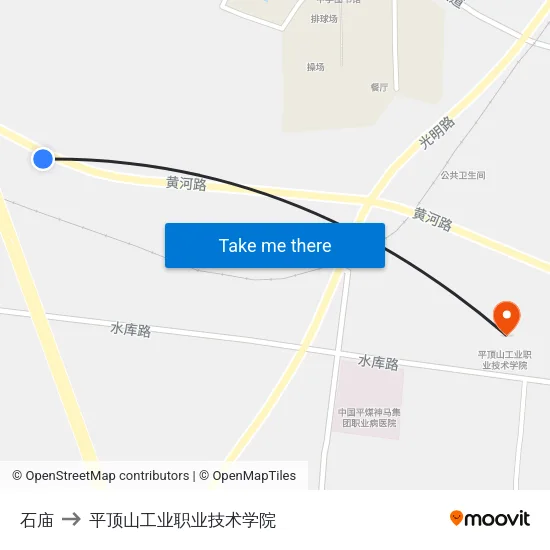 石庙 to 平顶山工业职业技术学院 map