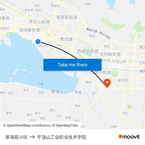 翠湖苑小区 to 平顶山工业职业技术学院 map