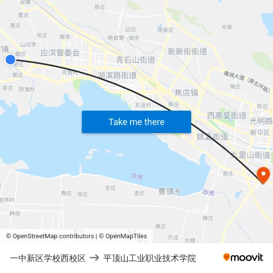 一中新区学校西校区 to 平顶山工业职业技术学院 map