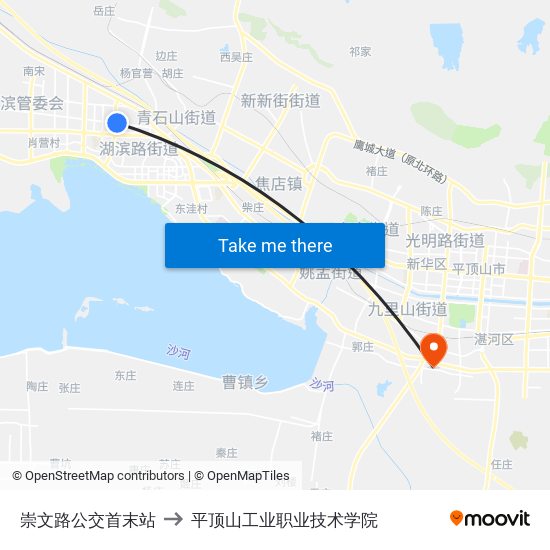 崇文路公交首末站 to 平顶山工业职业技术学院 map