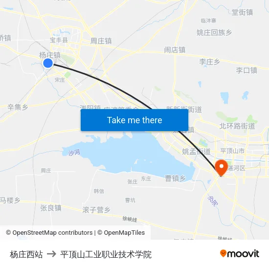 杨庄西站 to 平顶山工业职业技术学院 map
