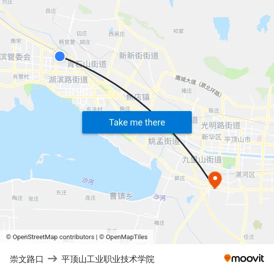 崇文路口 to 平顶山工业职业技术学院 map