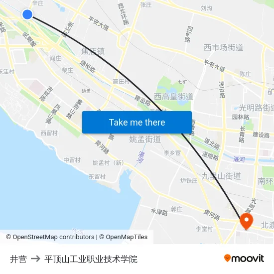 井营 to 平顶山工业职业技术学院 map