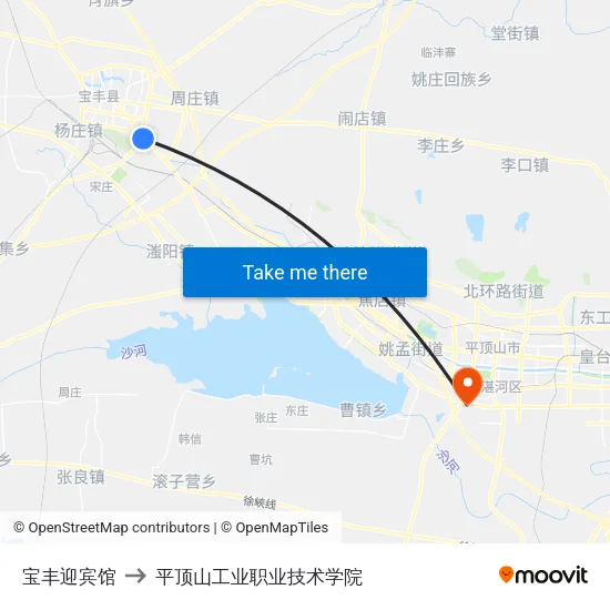 宝丰迎宾馆 to 平顶山工业职业技术学院 map