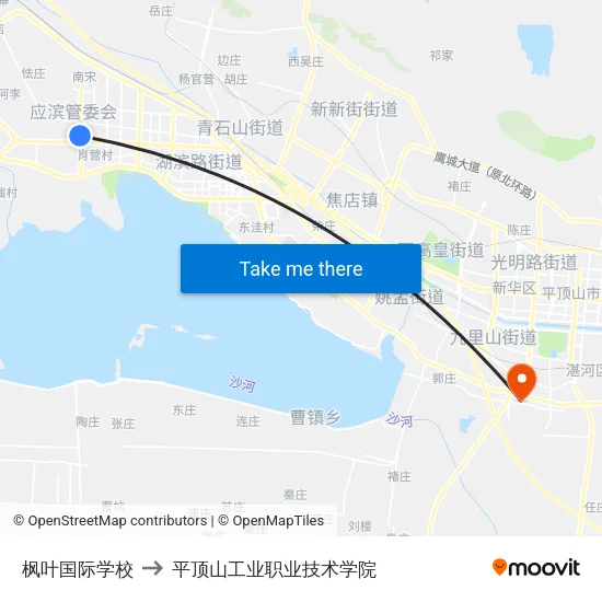 枫叶国际学校 to 平顶山工业职业技术学院 map