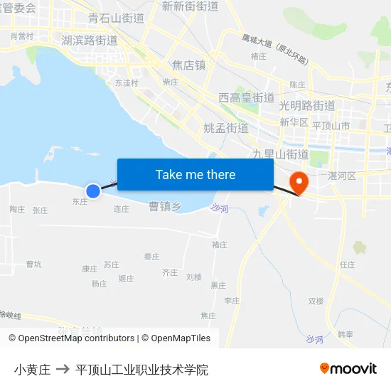 小黄庄 to 平顶山工业职业技术学院 map