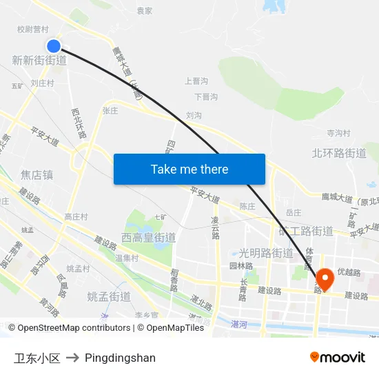 卫东小区 to Pingdingshan map