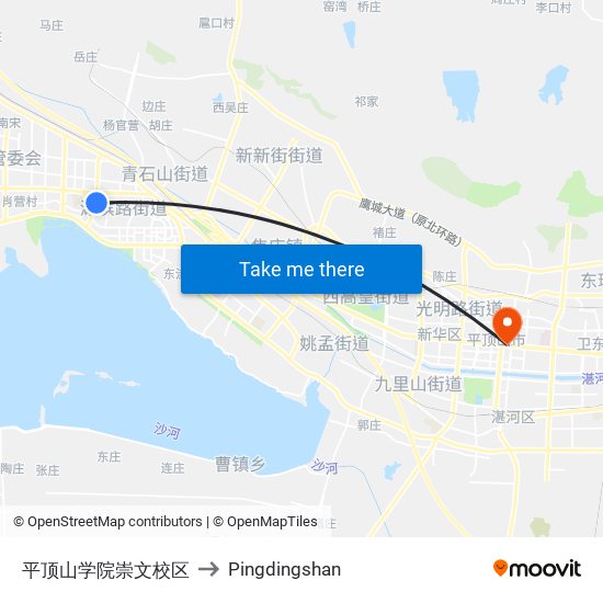 平顶山学院崇文校区 to Pingdingshan map